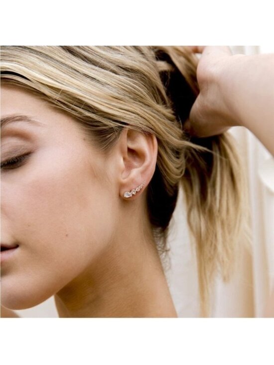 Jewelry - GOLD 14k Gold Plated Cubic Zirconia Ear Crawler Earrings